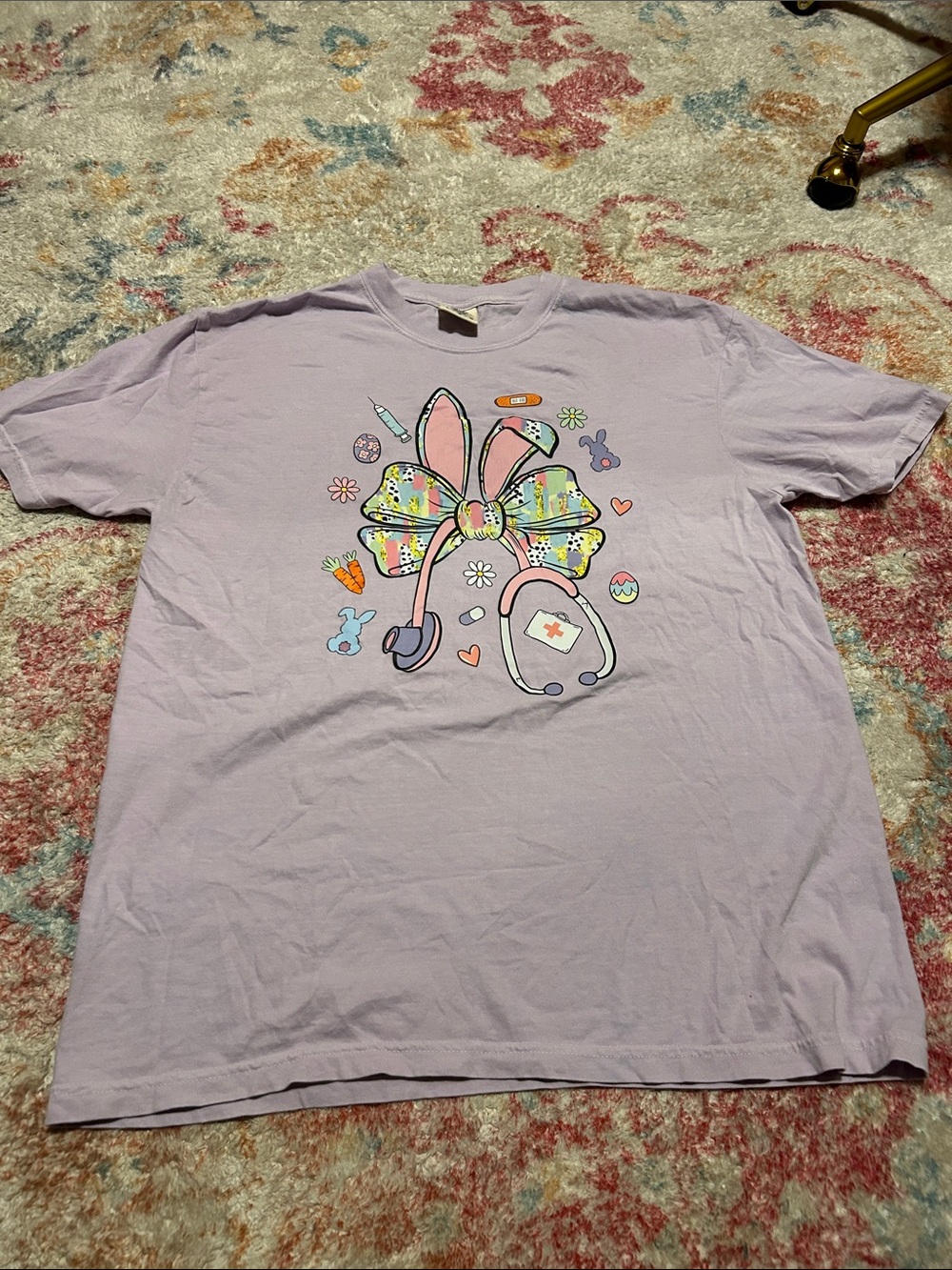 Lavender Bunny Bow nurse Graphic Tee